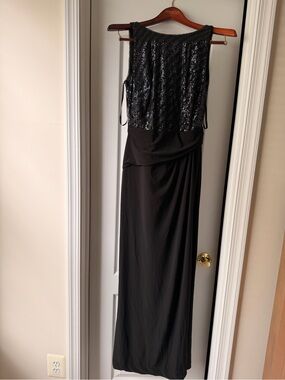 Lauren Ralph Lauren Black Sequin Evening Gown Dress Size 6 Formal Maxi Dress